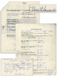 Contracts Signed by Moe Howard, Autograph Note Signed by Moe, & Other Three Stooges Documents